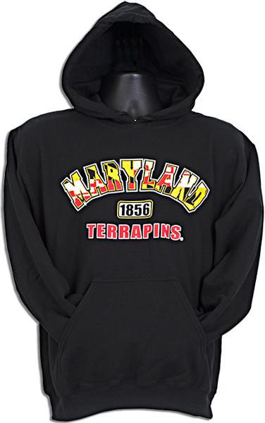 University Of Maryland Black Flag Print Hooded Sweatshirt