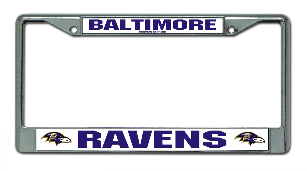 Baltimore Ravens Chrome License Plate Frame (White)