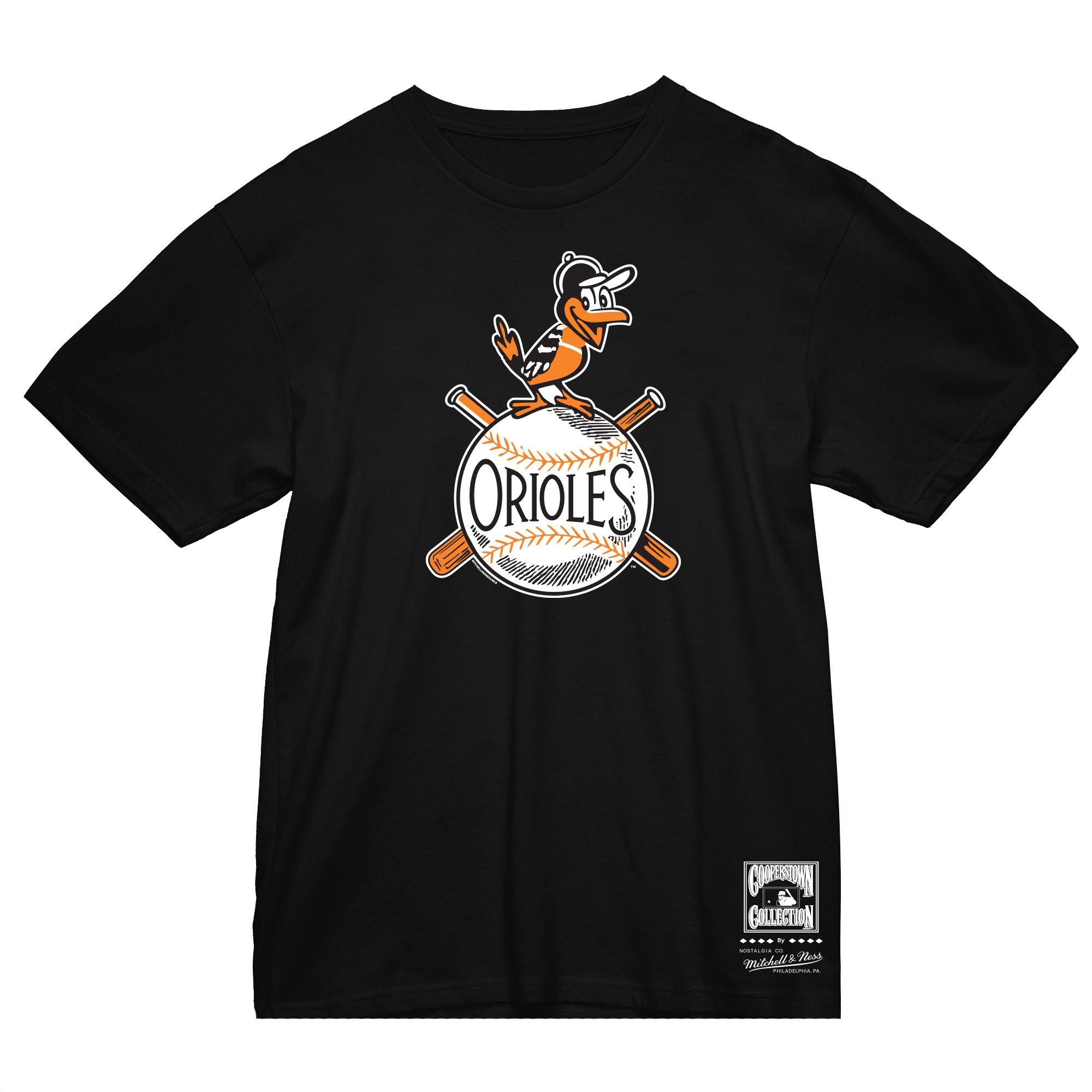 Baltimore Orioles Cooperstown Hartzel Bird Black S/S T -Shirt
