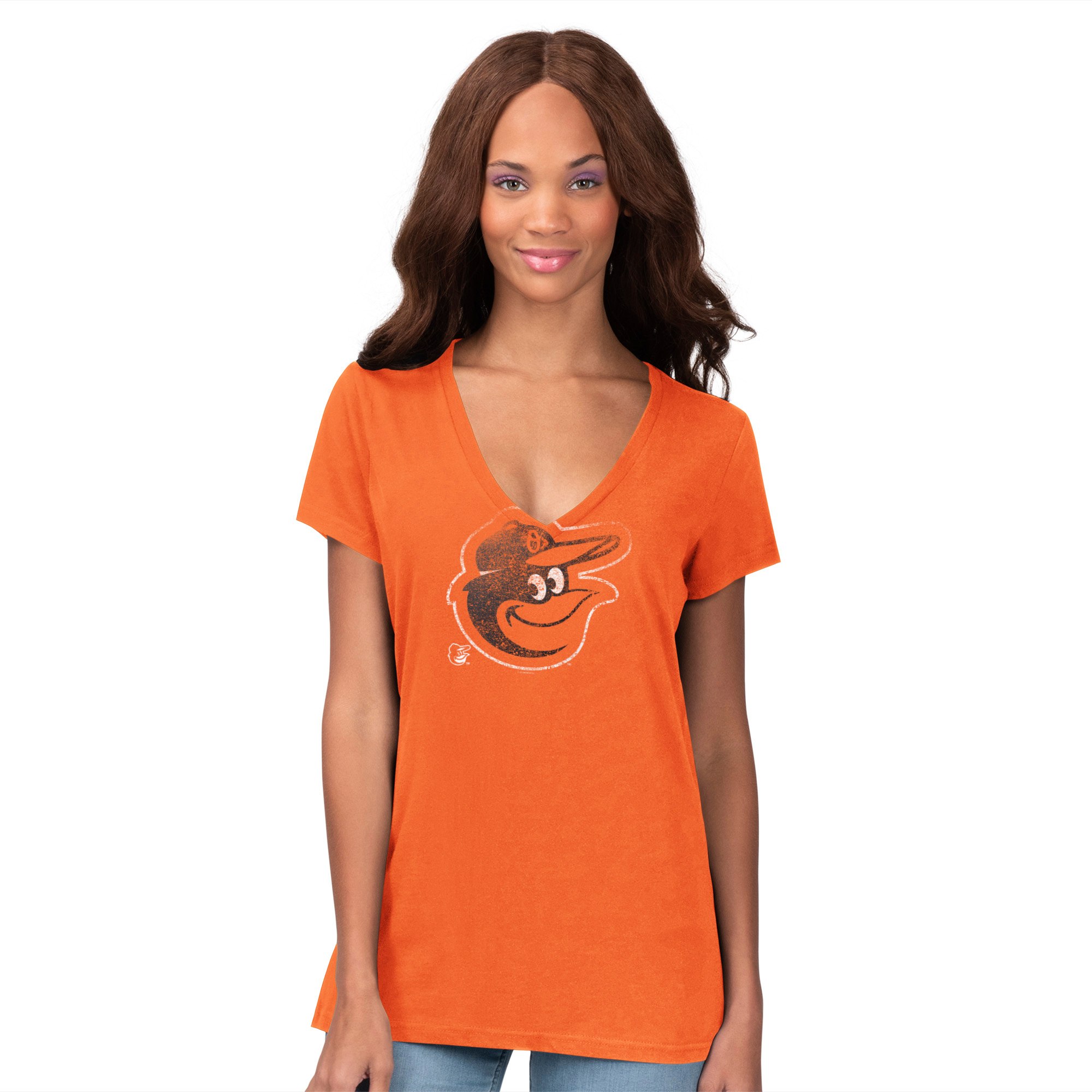 Baltimore Orioles Oriole Bird S/S V -Neck Top