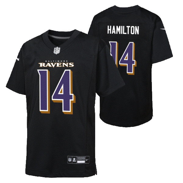 Baltimore Ravens Kyle Hamilton Youth Carbon Black Jersey