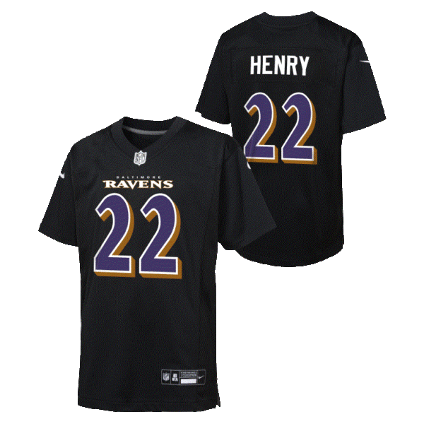 Baltimore Ravens Derrick Henry Youth Carbon Black Jersey