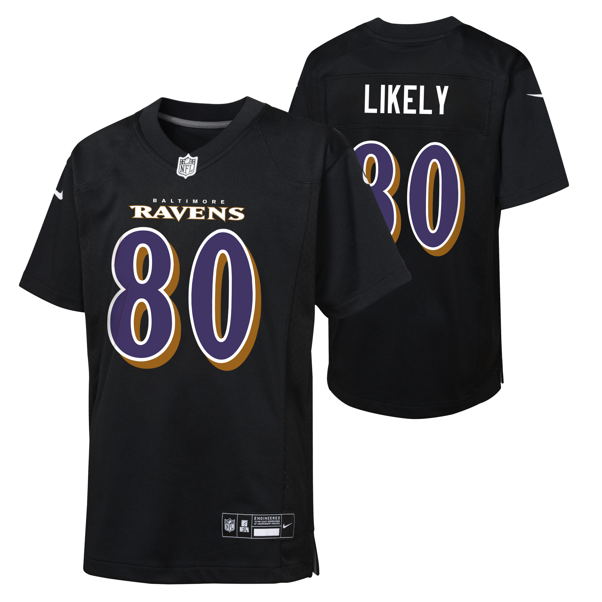 Baltimore Ravens Isiah Likely Youth Carbon Black Jersey