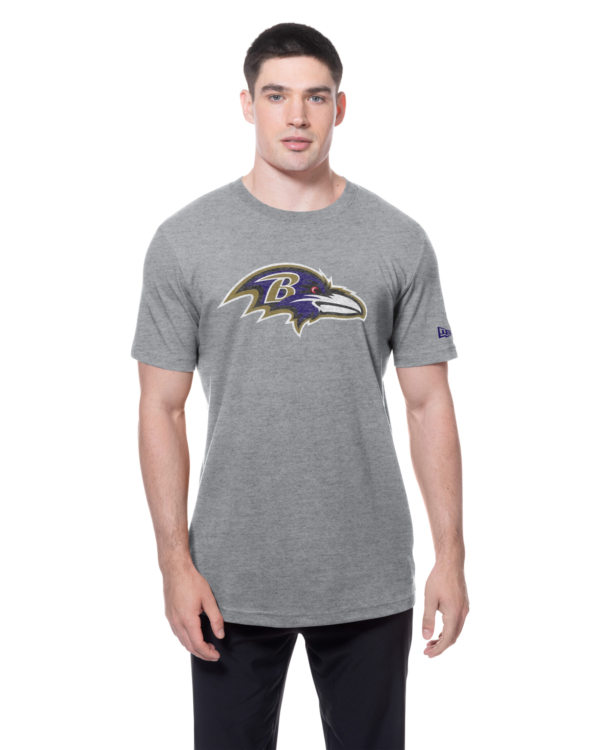 Baltimore Ravens Grey Distressed Primary Logo S/S T- Shirt