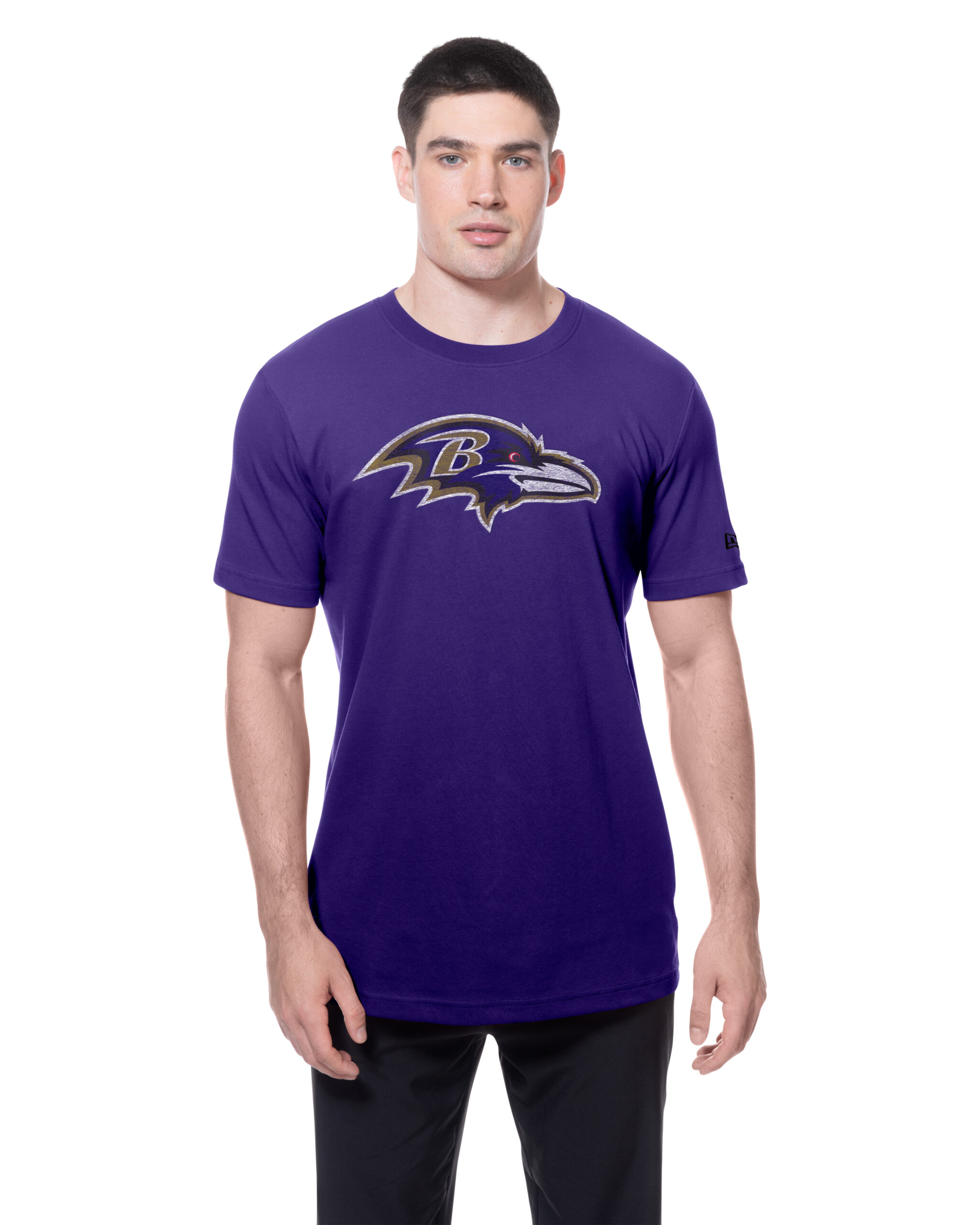 Baltimore Ravens Purple Distressed Primary Logo S/S T-Shirt