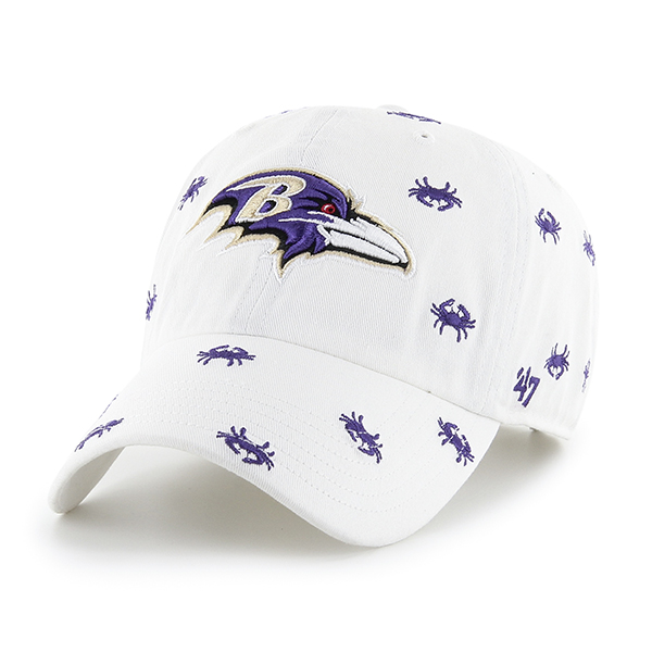 Baltimore Ravens White Crap Adj, Cap (Men's) Clean Up